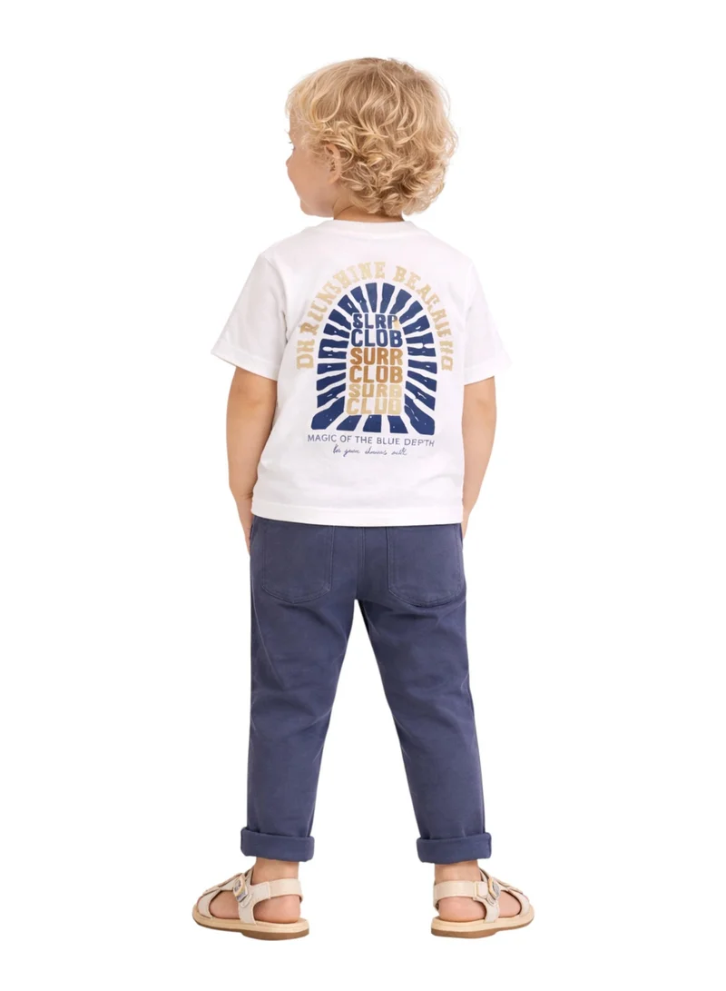 ديركجي طقم قطعتين للأولاد نادي ركوب الأمواج المشمس تي شيرت برسومات وبنطلون رياضي بجيوب